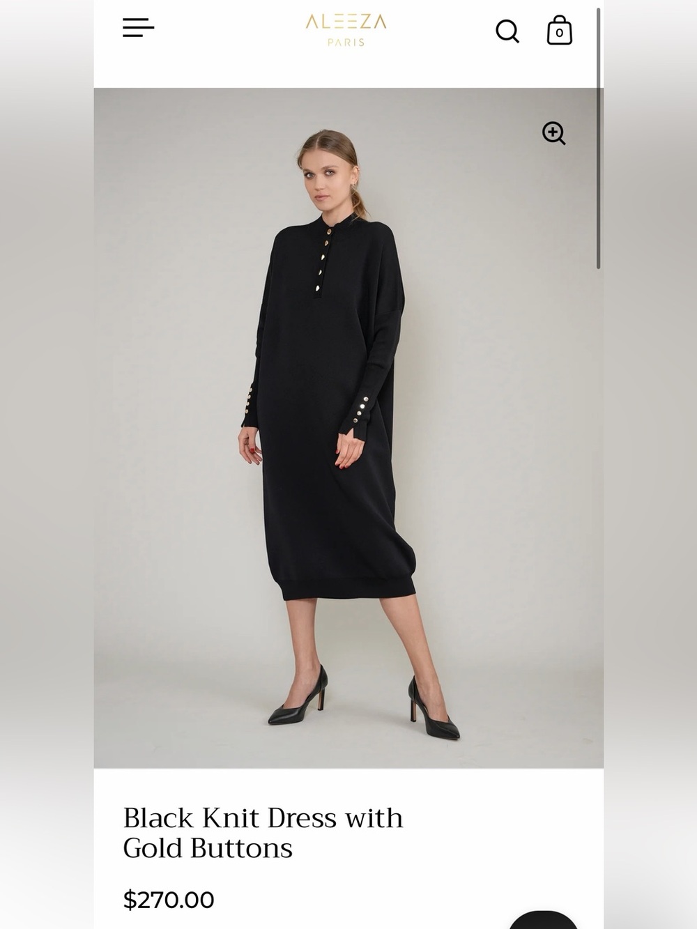 Aleeza Paris XS Gold Button-Accent Knit Dress $270 NWT